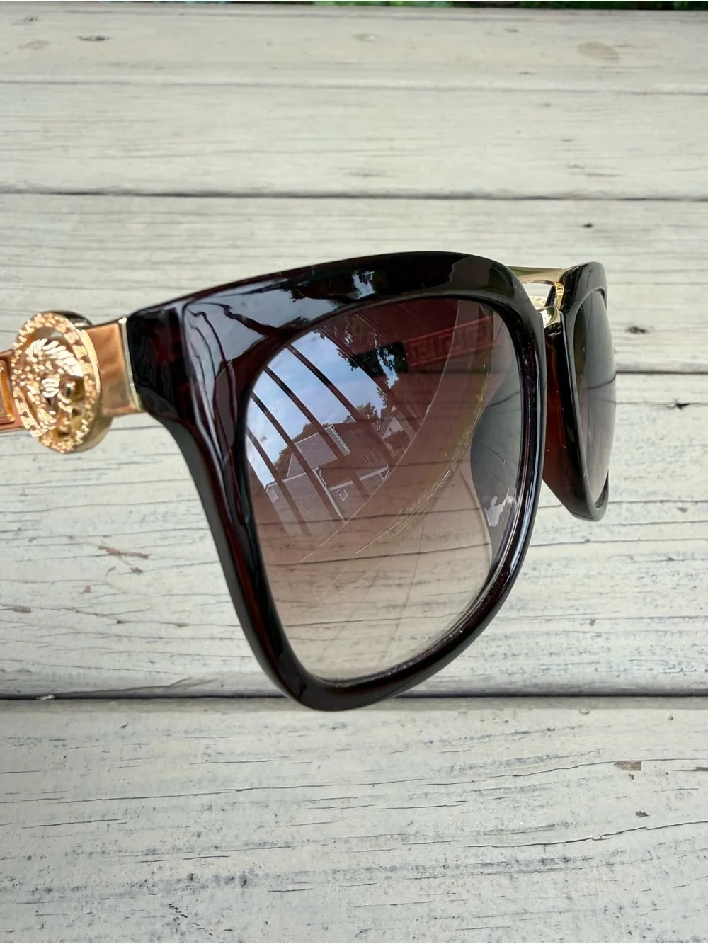 Versace Medusa Black and Gold Sunglasses
